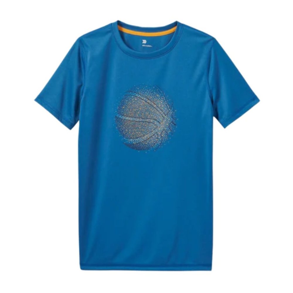 All In Motion Kids' Short Sleeve Basketball Graphic T-Shirt Blue XS(4/5) NWT